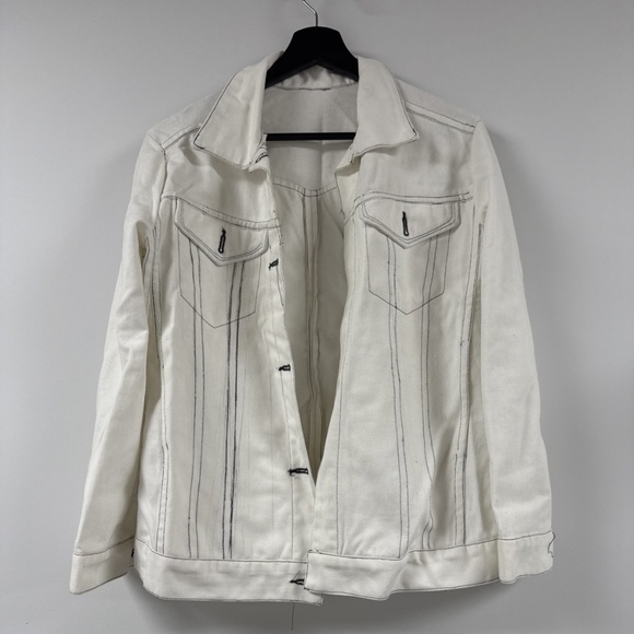 White Jean Jacket Denim Toile Size Small - Picture 1 of 8